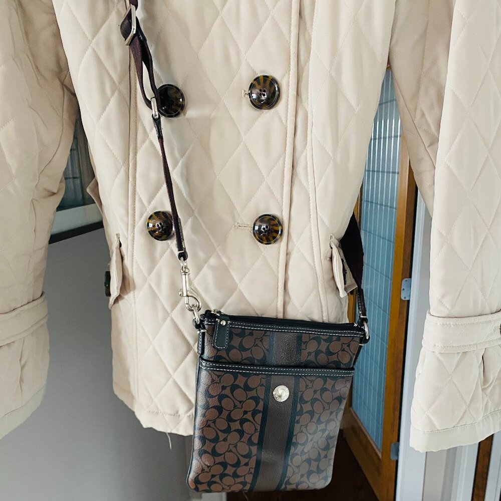 Coach Vintage Swingpack, Cocoa and Black, Canvas and Leather Trim, Crossbody